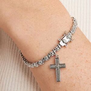 Sparkle Allure White Diamond Accent Silver Plated Tennis Bracelet